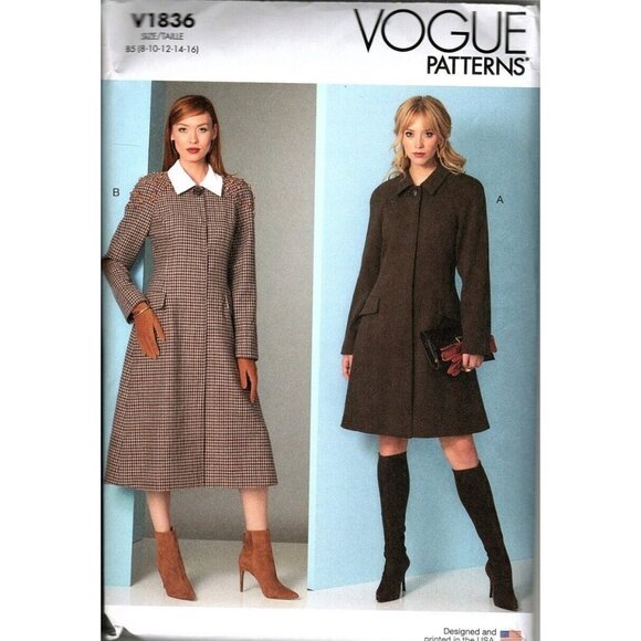 Vogue V1836 Misses 8 to 16 Lined Fitted Coat Uncut Sewing Pattern - Picture 1 of 2